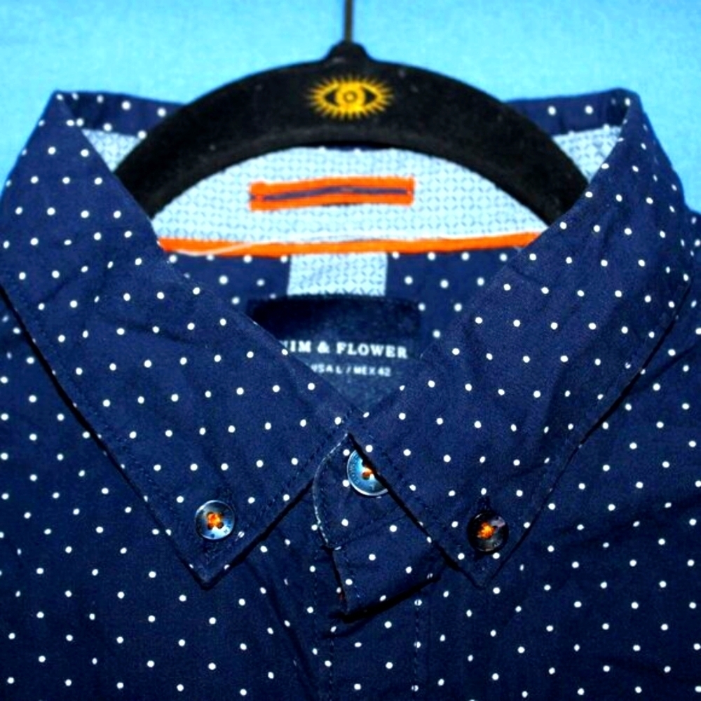 Denim & Flower Ricky Singh Polka Dot Shirt L Slim Fit